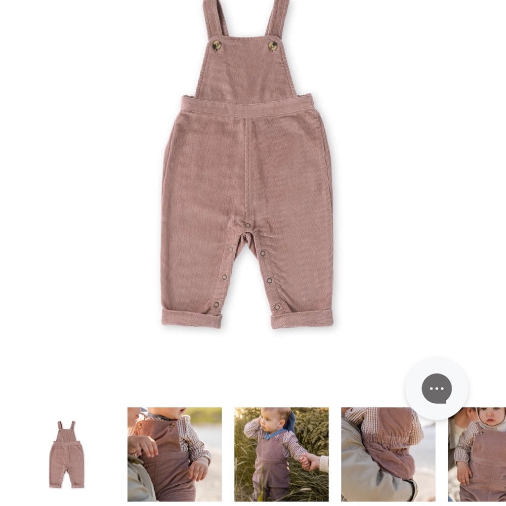 Pehr Corduroy Overalls in Thistle (dusty rose pink)